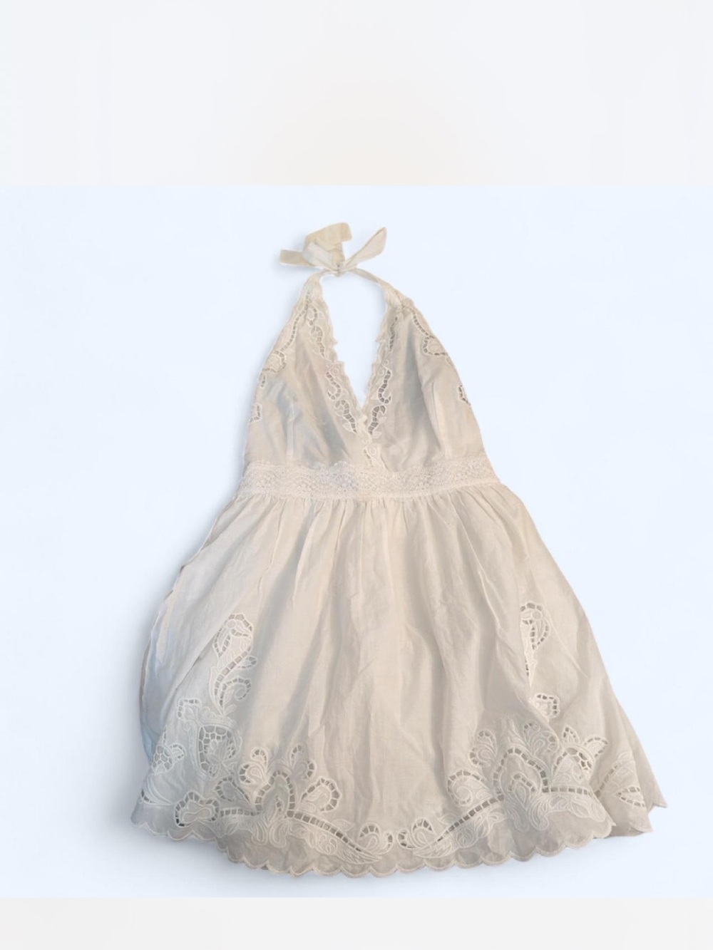 Zara Cream Halter Eyelet Dress